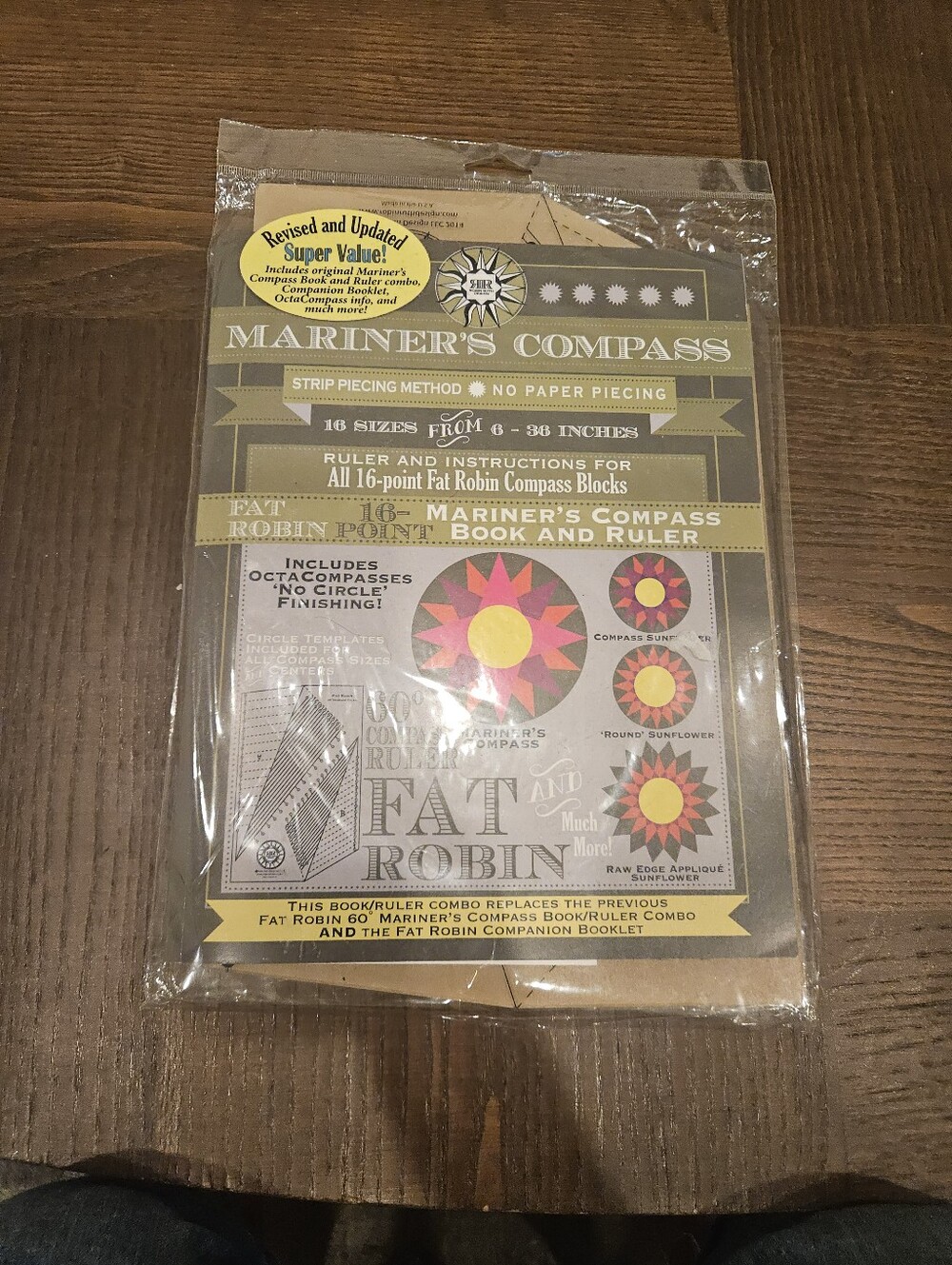 Robin Ruth Fat Robin 16-Point Mariner's Compass Book 60° Ruler NEW Condition